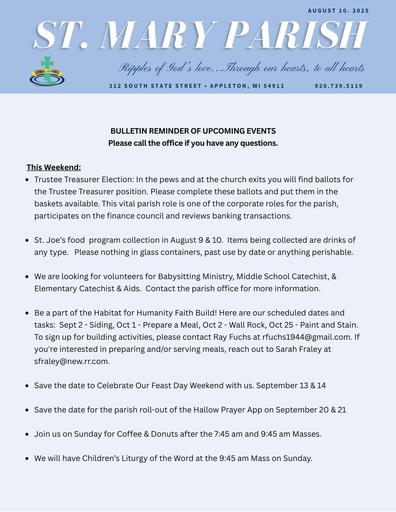 Mid Bulletin Aug 10   Aug 16 , 2025
