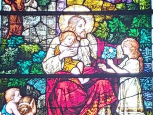Jesus with Children stained glass window